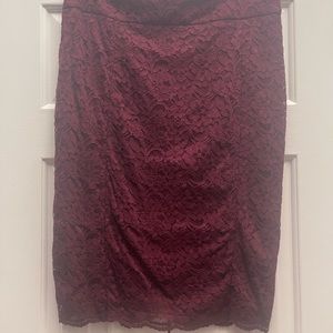 Wine knee length skirt